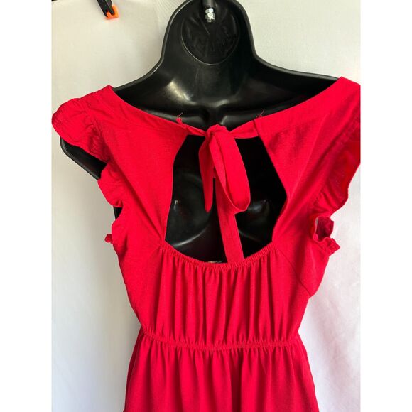 City Studio Red Ruffles Tiered Dress V Neck Size S Date Romantic Feminine Girly - Picture 6 of 10